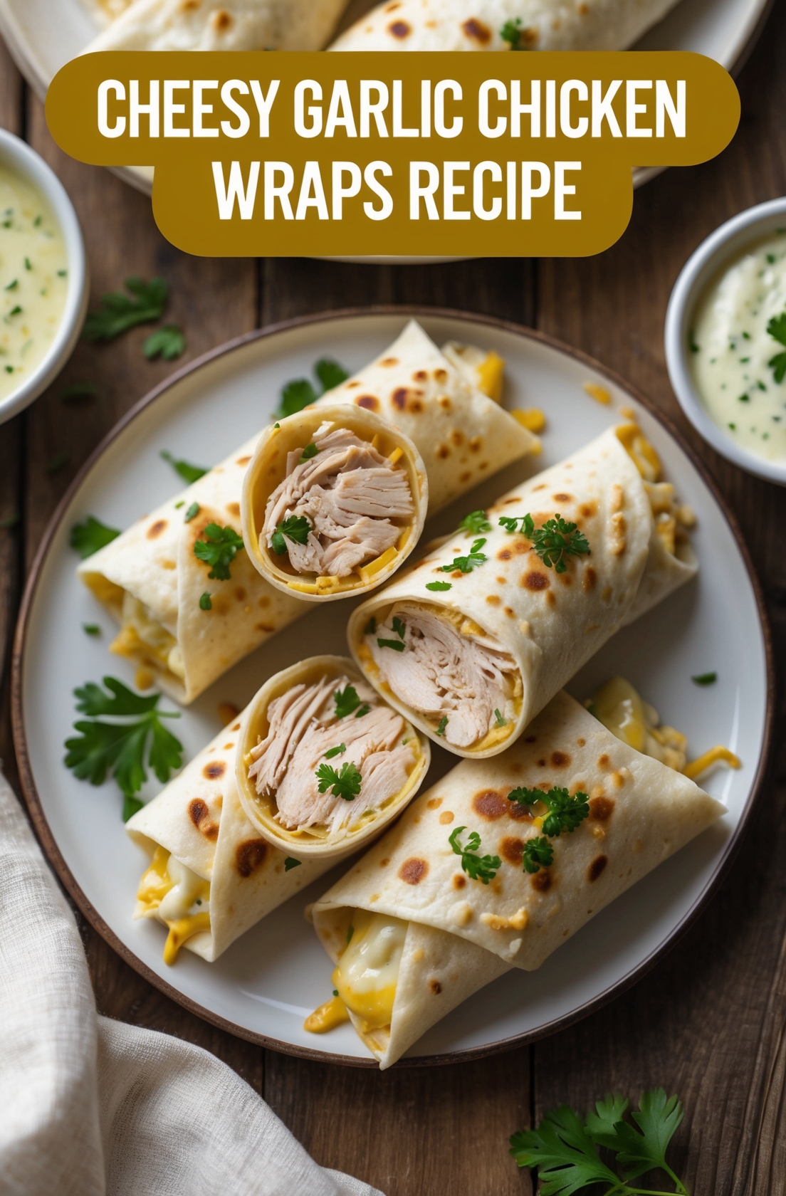 Cheesy Garlic Chicken Wraps Recipe – Easy, Tasty, and Perfect for Any Meal 1 cheesy garlic chicken wraps recipe